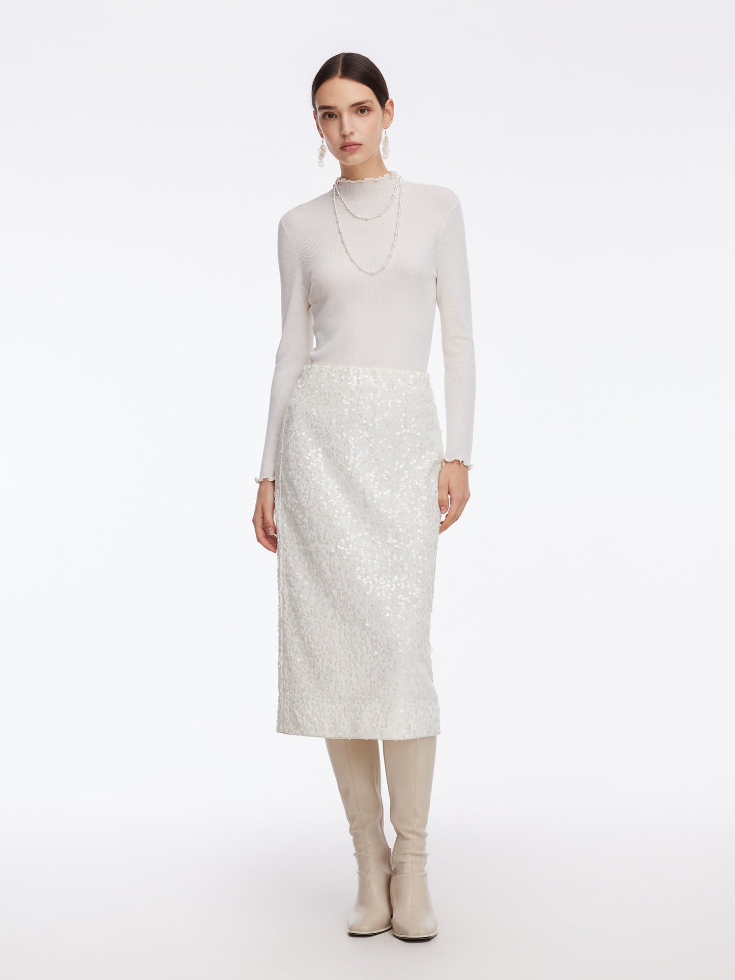 Velvet Sequins Women Pencil Skirt