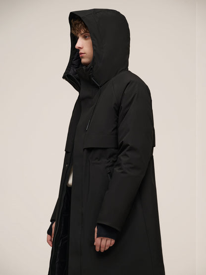 Hooded Unisex Goose Down Trench Coat