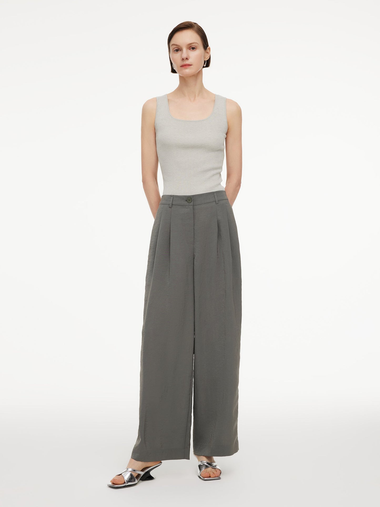 Triacetate Blend Women Straight Leg Pants