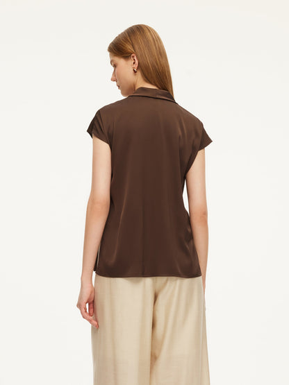 22MM Mulberry Silk Tie Neck Women Blouse