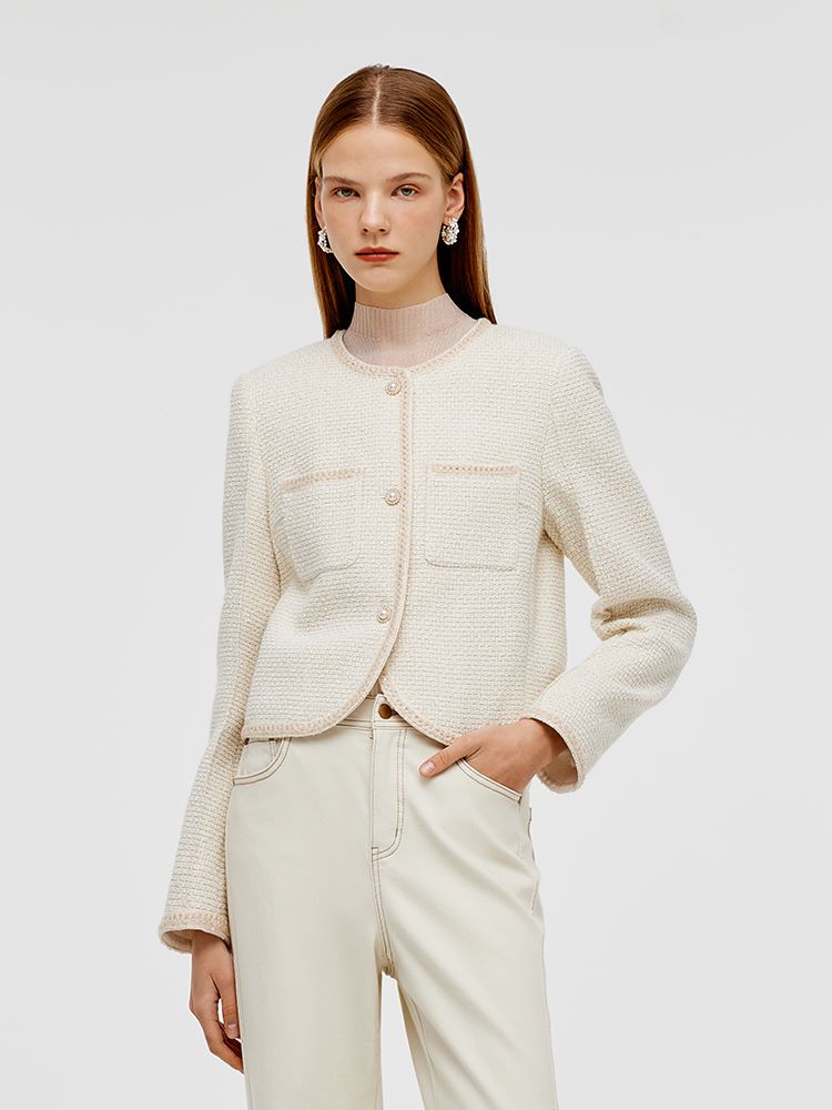 Tweed Boxy Women Crop Jacket