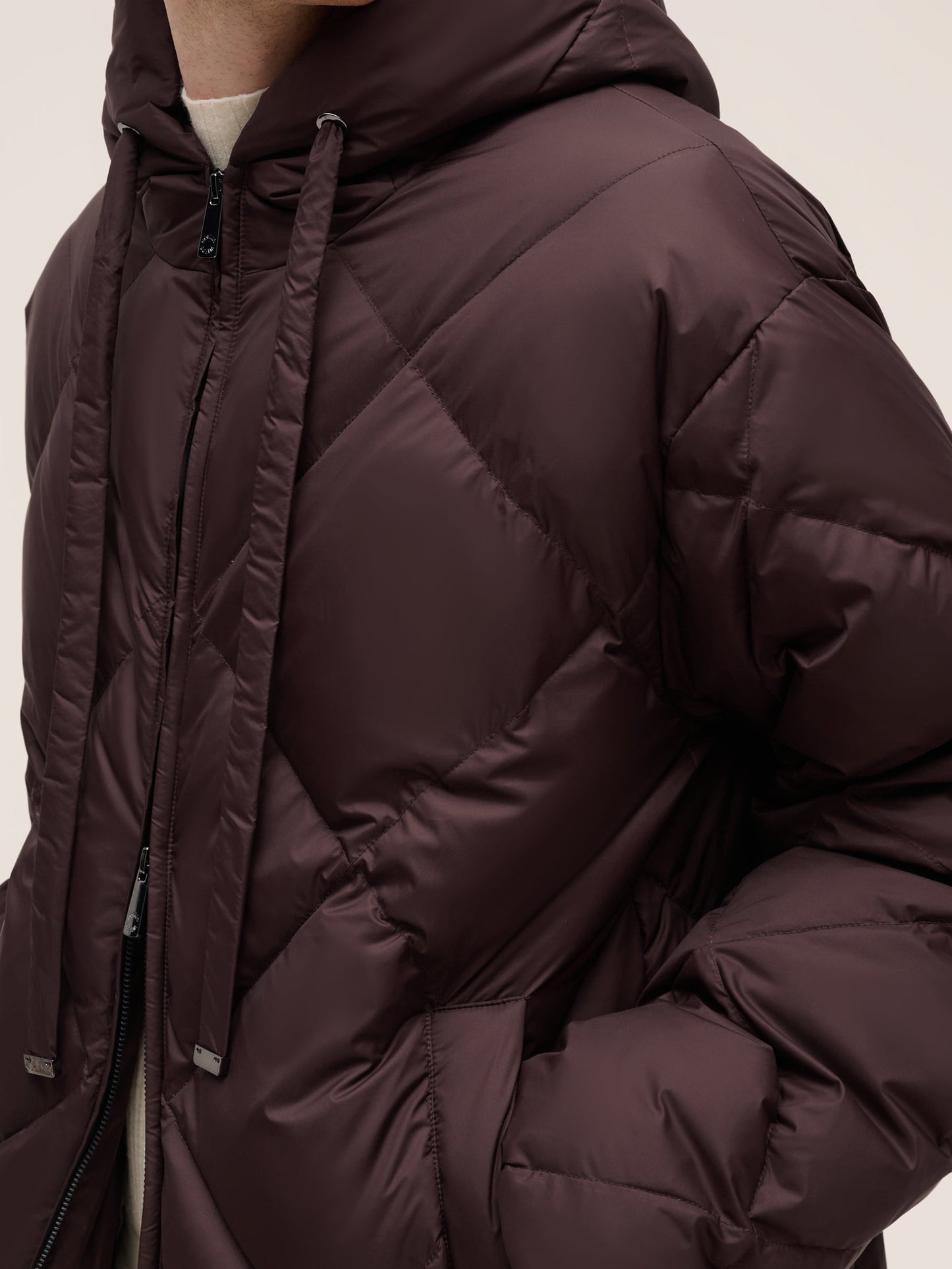Diamond Quilted Hooded Unisex Long Goose Down Coat