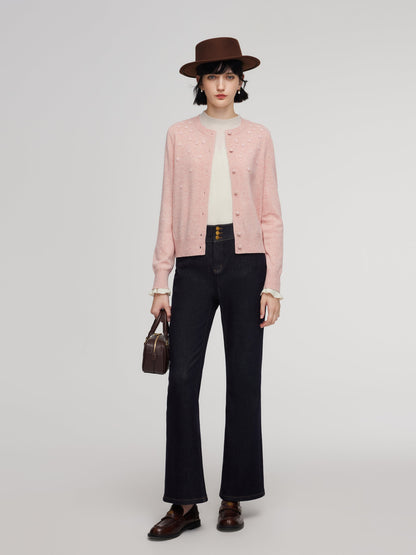 Denim High-Waisted Stretch Fleece Lined Women Micro-Flared Jeans