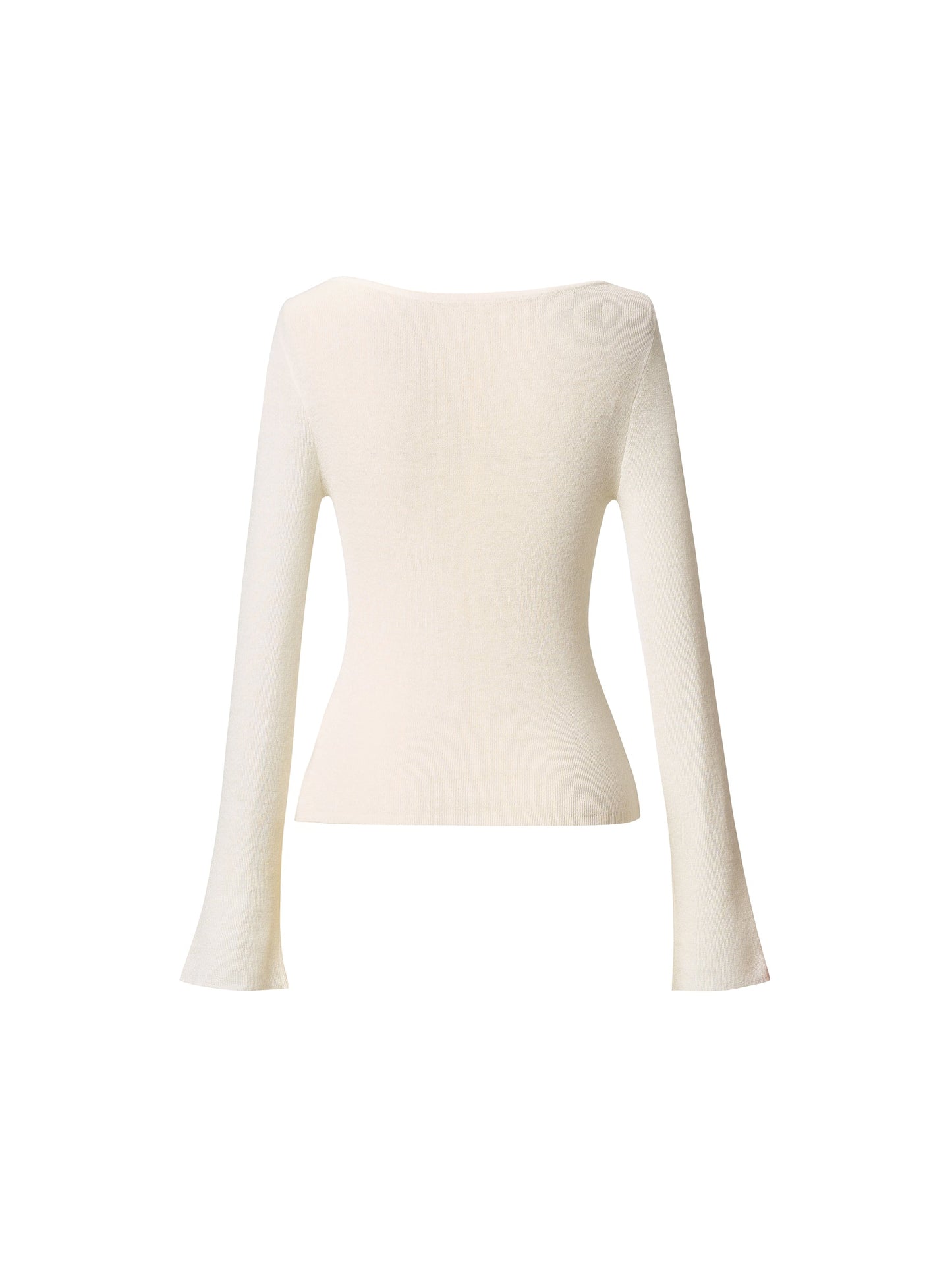 [Preview] Wool Blend Boat Neck Women Knit Top With GO Letter Clip