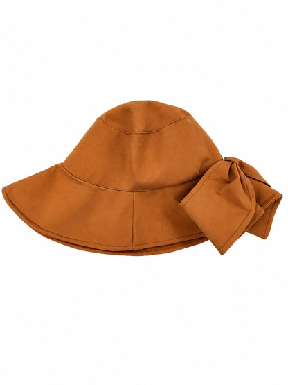 Gold Camel Bowknot Detail Bucket Hat