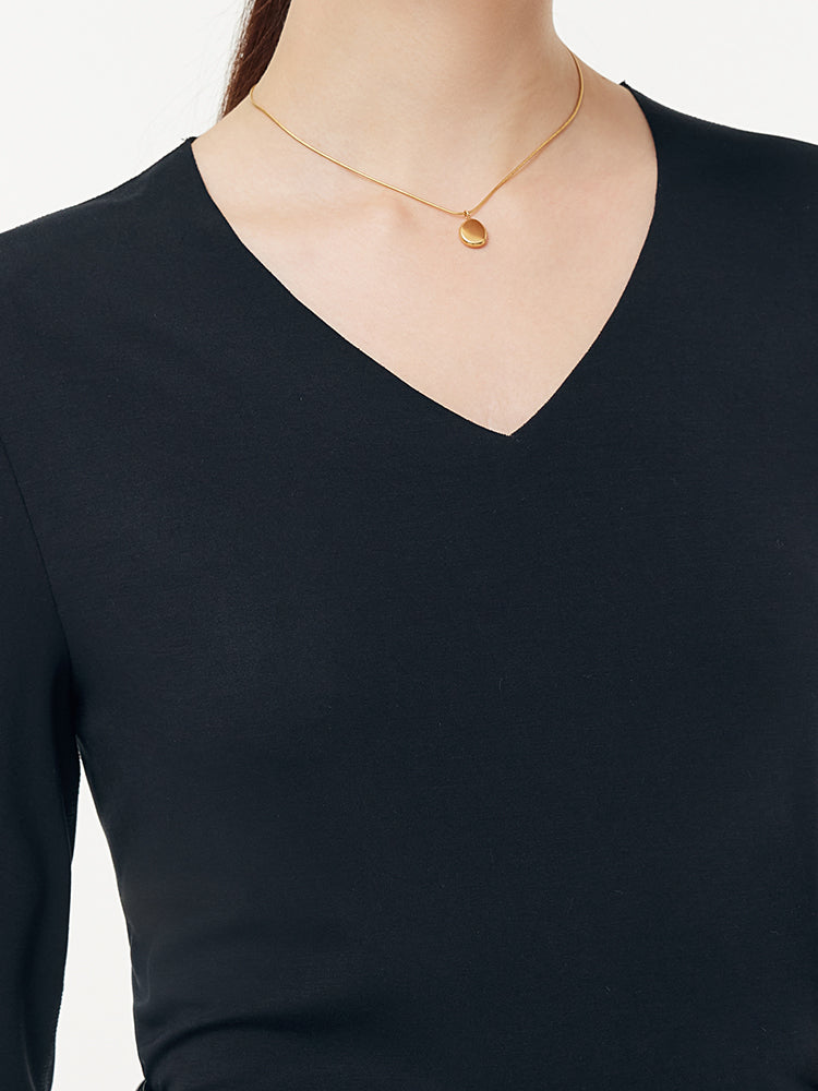 Two-pack (Black & White) Modal V-Neck Long Sleeve Top