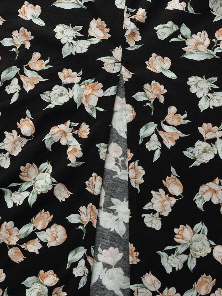 100% Cotton Floral Print Twist Front Women Maxi Dress