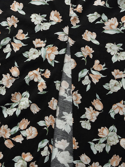 100% Cotton Floral Print Twist Front Women Maxi Dress