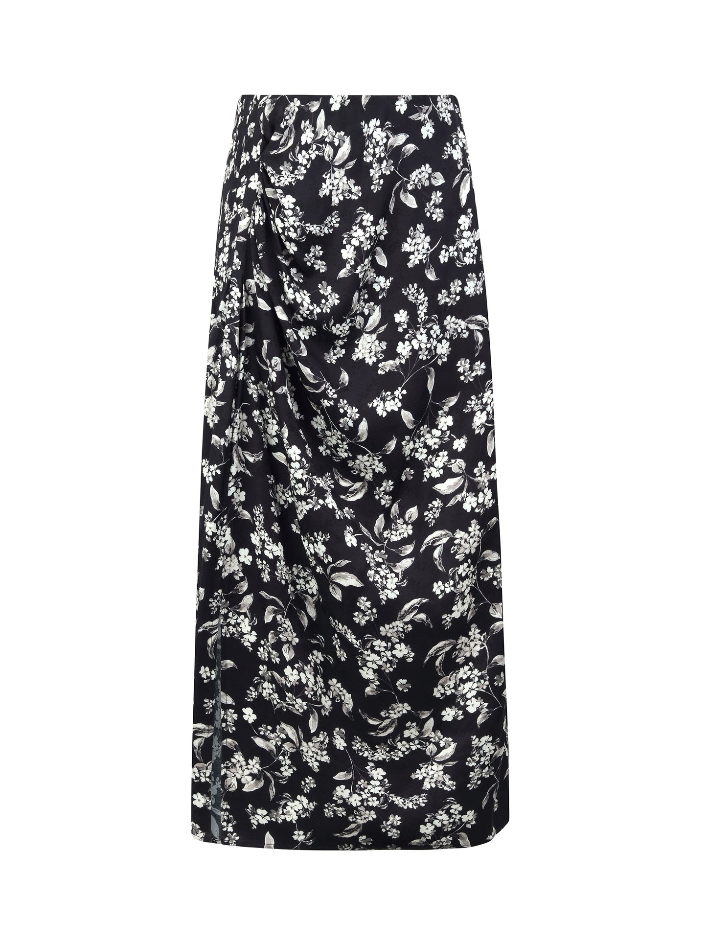 Floral Print Side Slit Twist Front Women H-Line Skirt