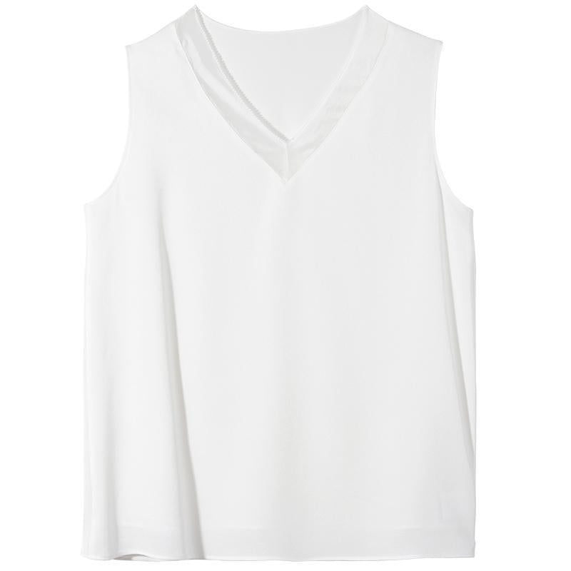 White Acetate V-Neck Tank Top