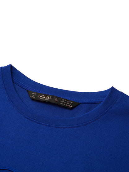 Cotton Blend Round Neck Tape Embroidered Women T-Shirt