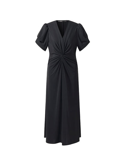 Acetate Twist Front Women Knit Maxi Dress With Hairband