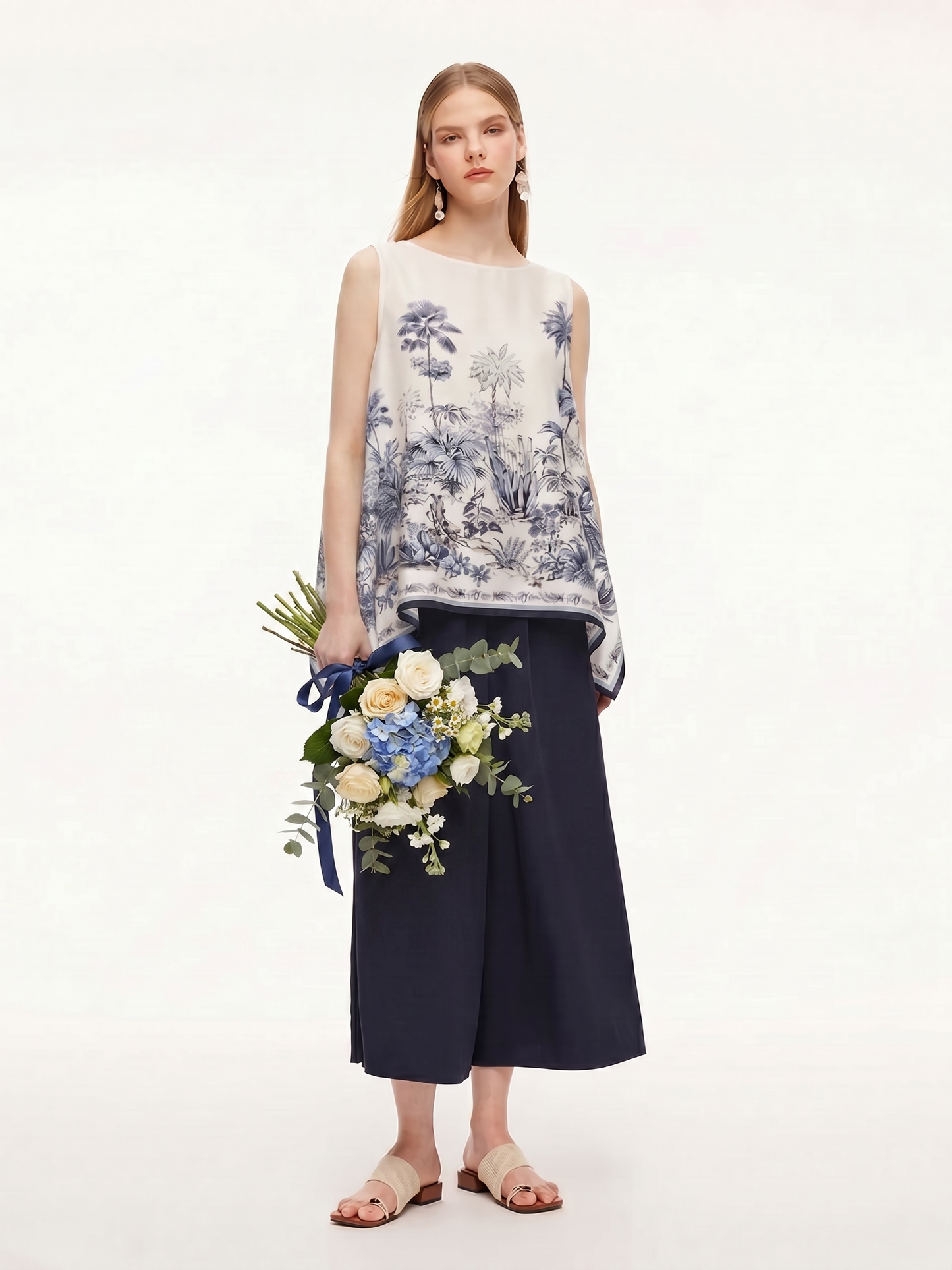 12MM Mulberry Silk Floral Print Women Cape Blouse