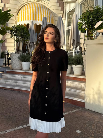 Tencel Blend Color Block Women Knit Mini Dress