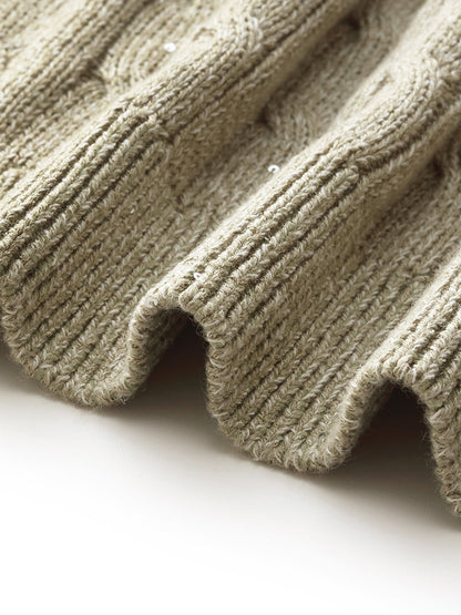 Linen Sequins Openwork Women Knit Cardigan