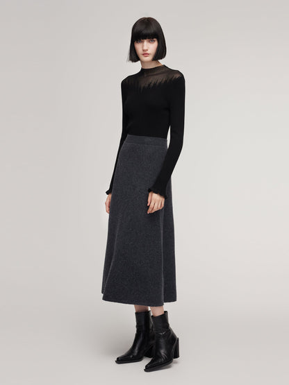 Tencel Wool Blend Mock Neck Women Knit Top