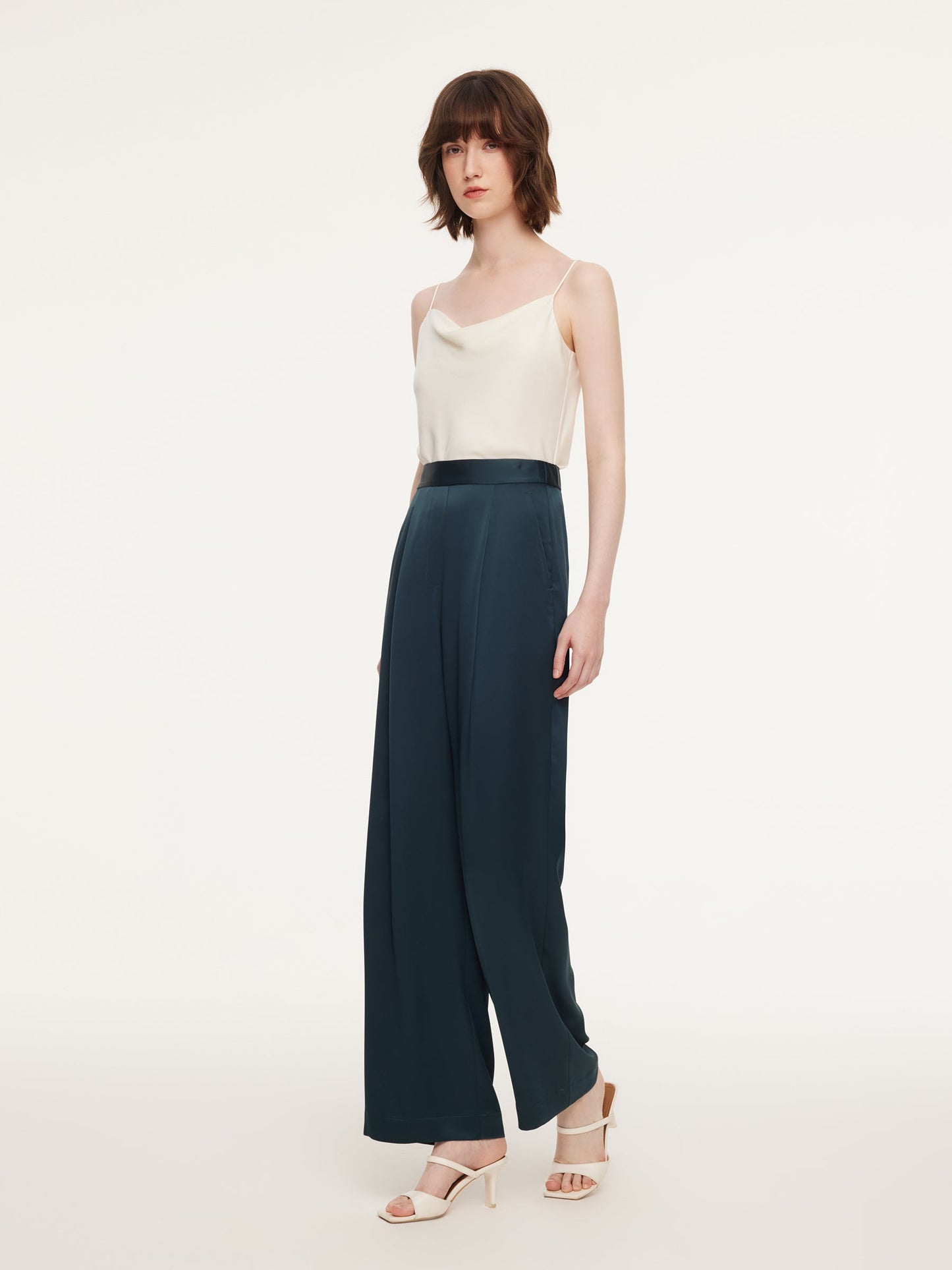 Triacetate Blend Women Straight Leg Pants