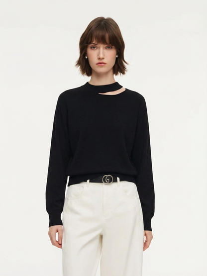 100% Wool Cut Out Women Sweater