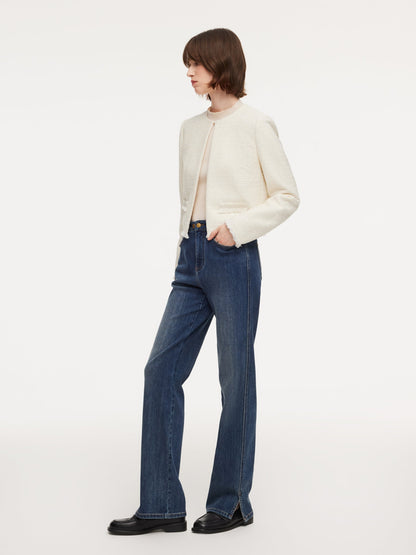 Acetate Blend Denim Micro-Flared Women Jeans