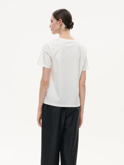 22MM Mulberry Silk Tencel Blend Women Letter Print T-Shirt