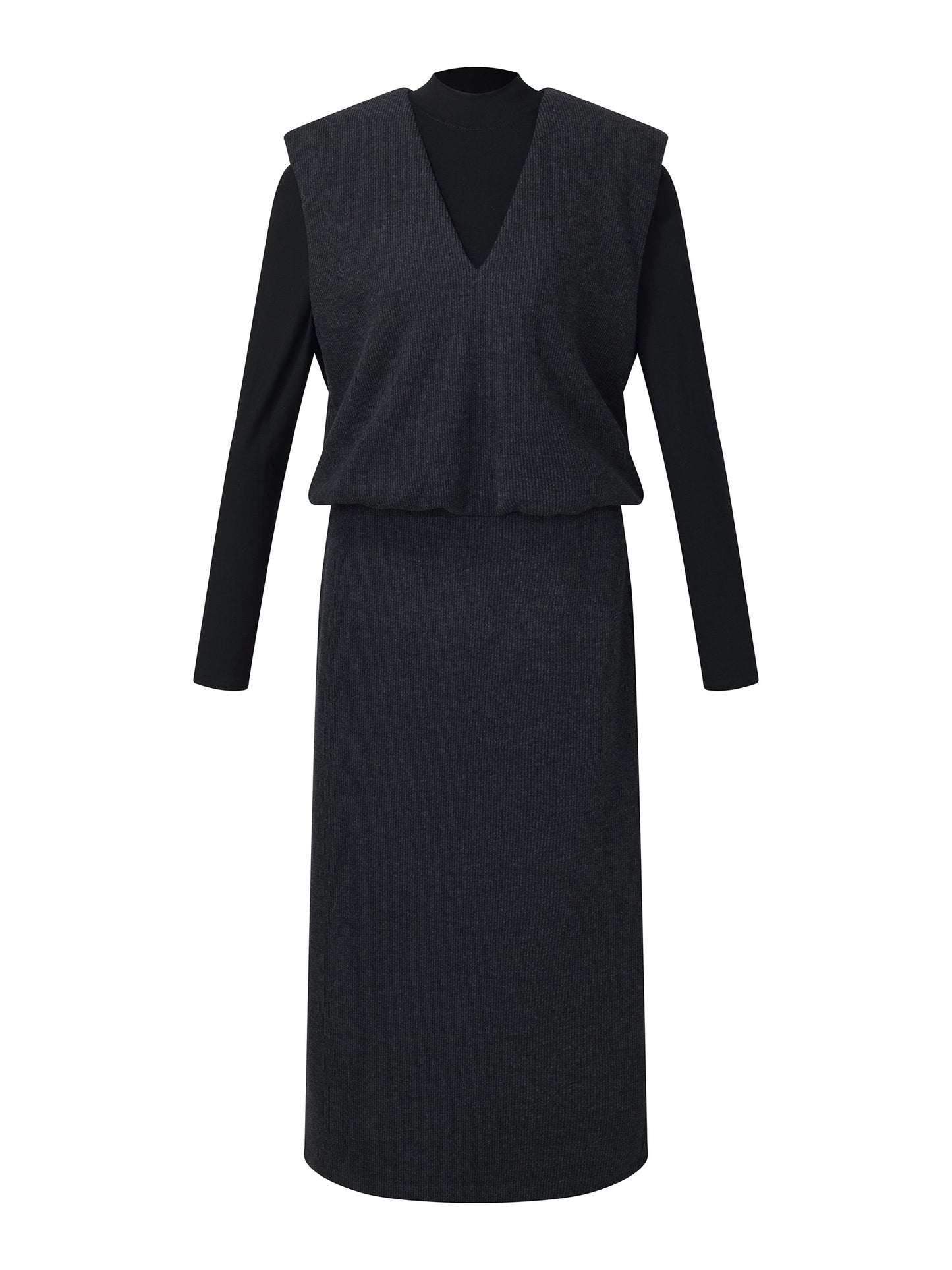 Knit Vest & Mock Neck Top & Skirt Three-Piece Set