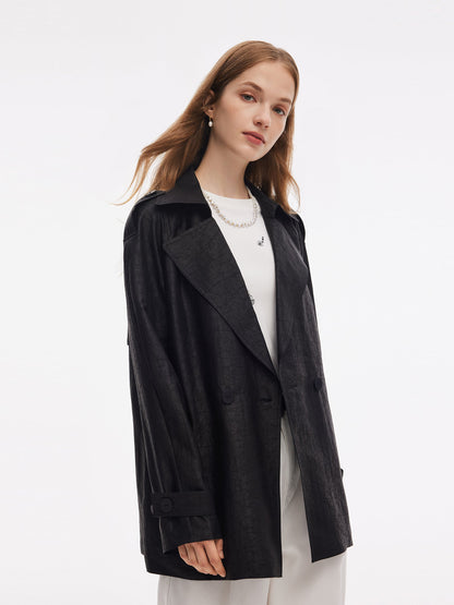 18MM Gambiered Canton Gauze Women Trench Coat