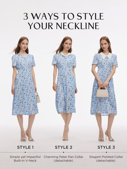 19MM Mulberry Silk Floral Print Women Midi Dress