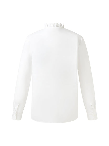Cotton Ruffle Collar Women Shirt