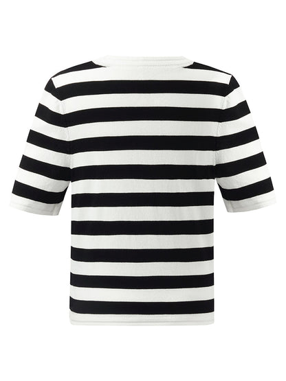 Round Neck Striped Knitted Women Top