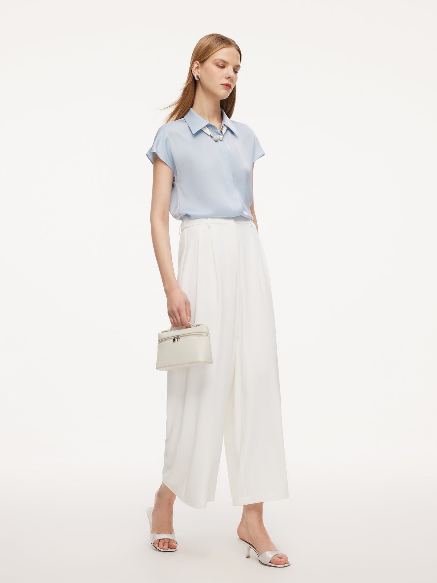 22MM Mulberry Silk Women Shirt With Silk Scarf