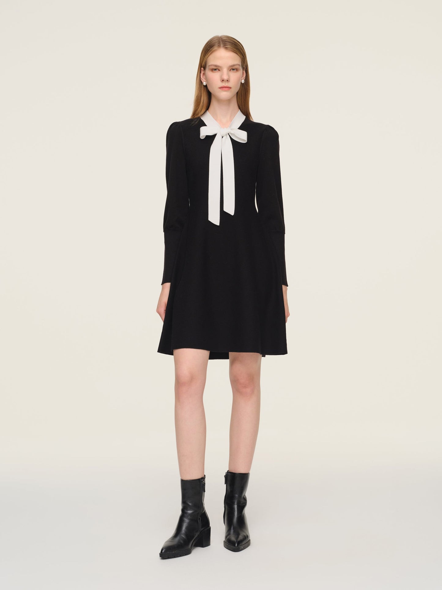 Tencel Blend Tie Front Women Knit Mini Dress