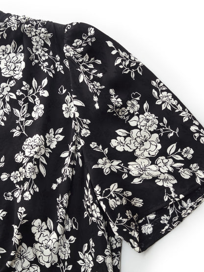 Floral Print Twist Front Women Midi Dress