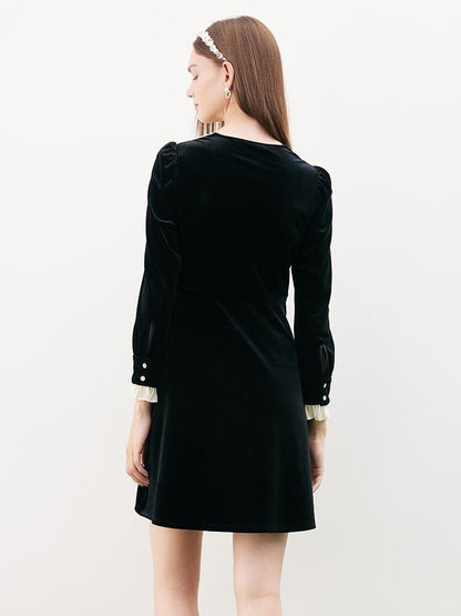 Velvet Patchwork Mini Dress
