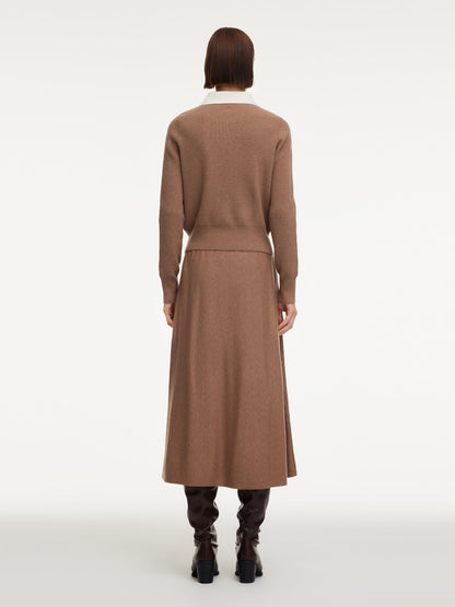 Faux-Layered Knit Top And Skirt Two-Piece Set