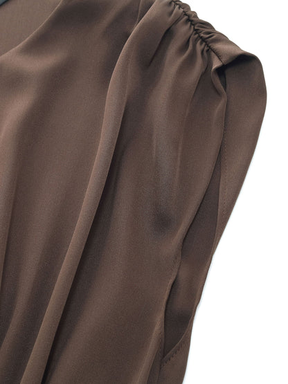 22MM Mulberry Silk Smocked Waist Women Maxi Dress