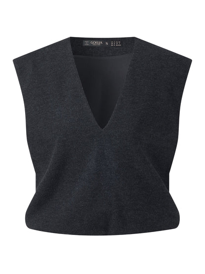 Knit Vest & Mock Neck Top & Skirt Three-Piece Set