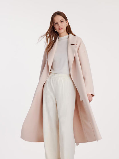Pure Cashmere Double-Faced Women Coat With Belt