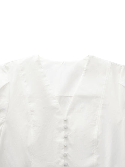 [Preview] V-Neck Long Sleeve Women Blouse With Ribbon