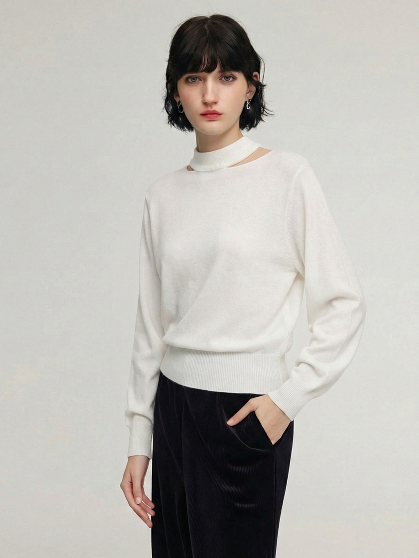 100% Wool Cut Out Women Sweater