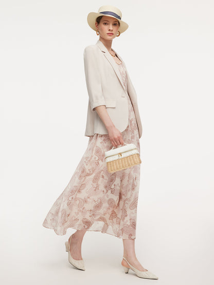 Acetate Blend 3/4 Sleeve Women Blazer