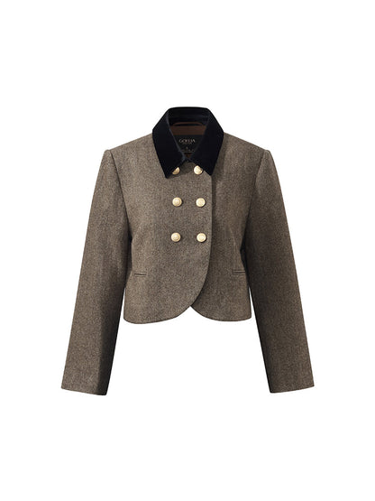 Washable Wool Double-Breasted Jacket And Skirt Two-Piece Set