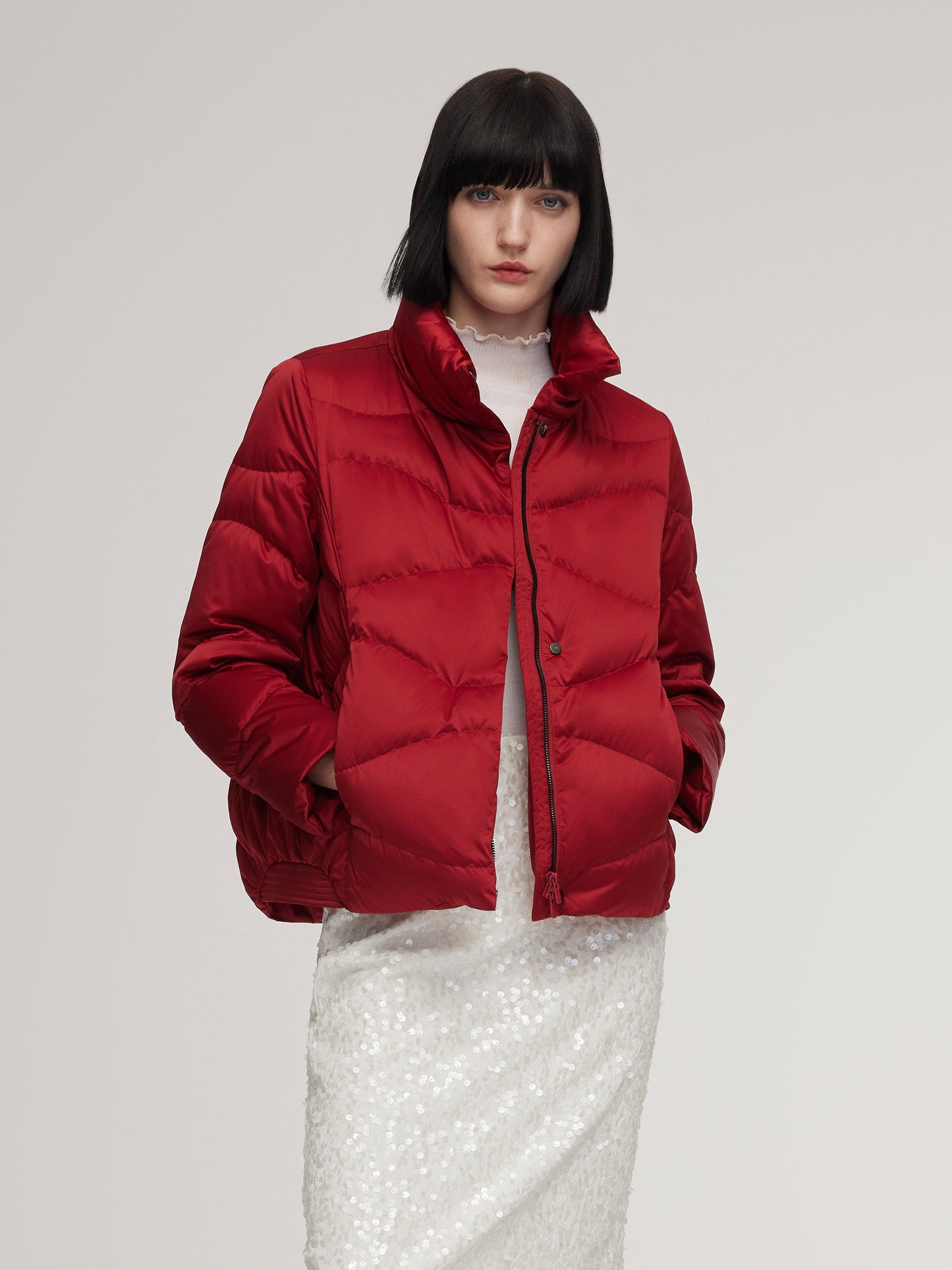 Windproof Magnetic Snap Goose Down Jacket