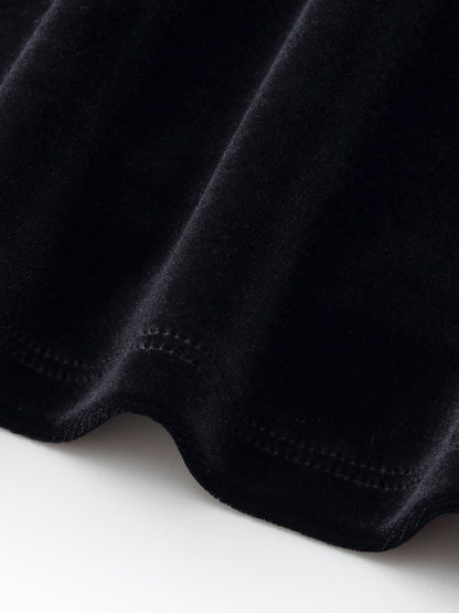 Velvet Sheer Lace Collar Women Midi Dress With Beret
