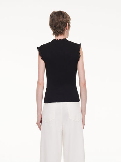 Ruffle Cuff Women Knit Tank Top