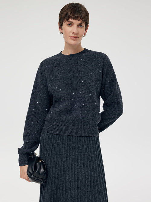 100% Wool Sequins Women Sweater