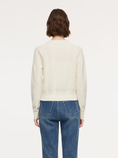 Tencel Wool Blend V-Neck Women Cardigan With Detachable Ribbon