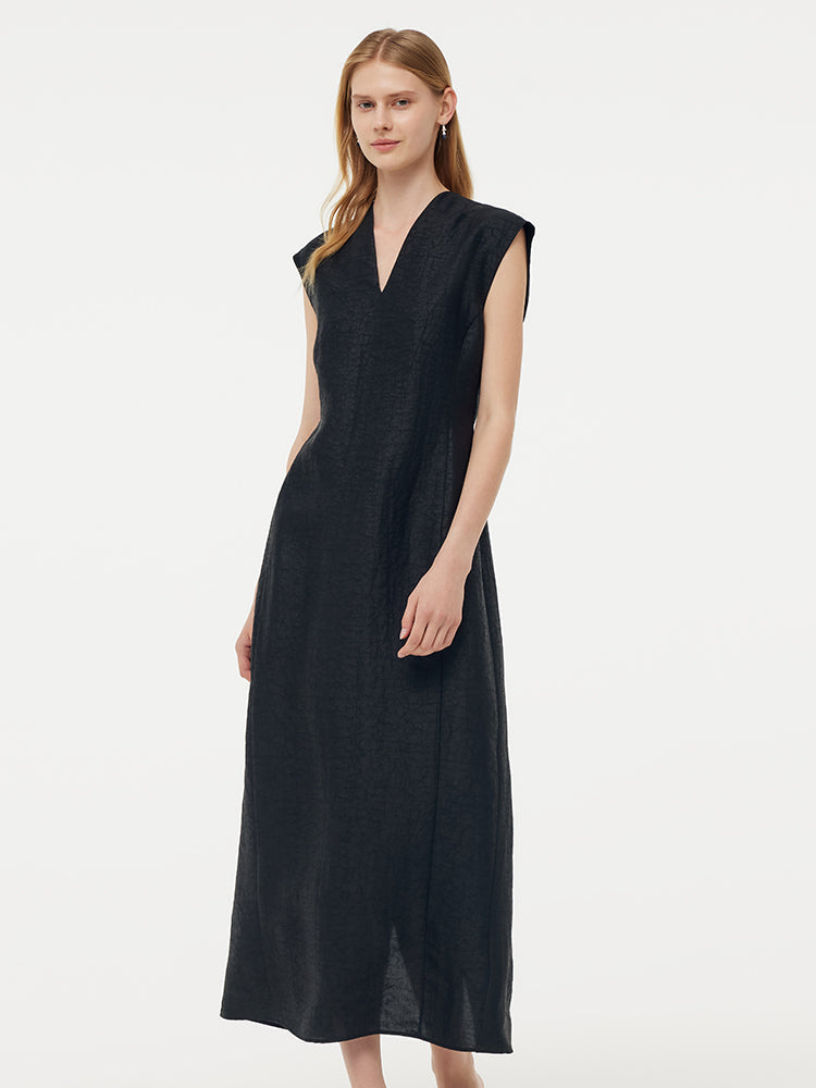 18MM Xiang Yun Silk V-Neck Cap Sleeve Women Maxi Dress