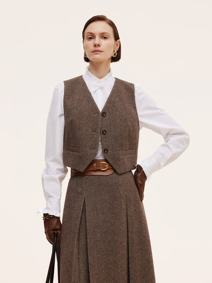 100% Washable Wool V-Neck Women Vest