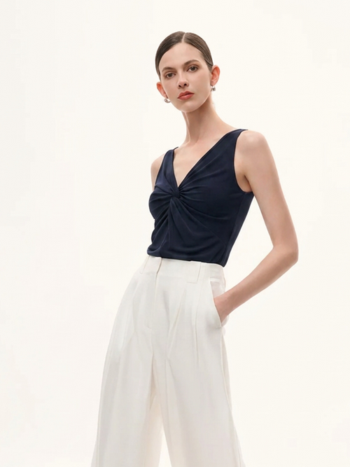 Twist Front Women Knit Tank Top