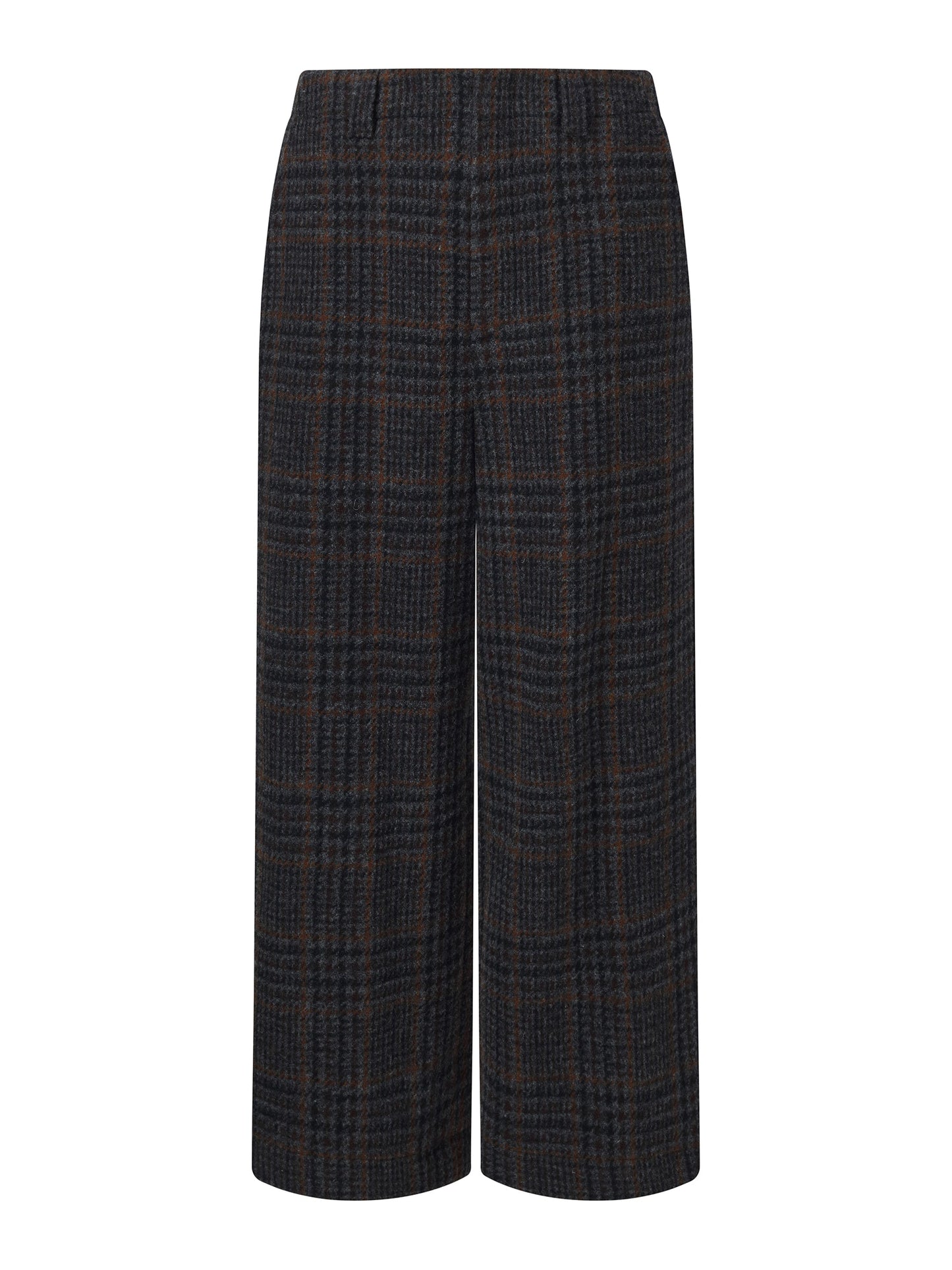 100% Wool Plaid Women Wide Leg Pants